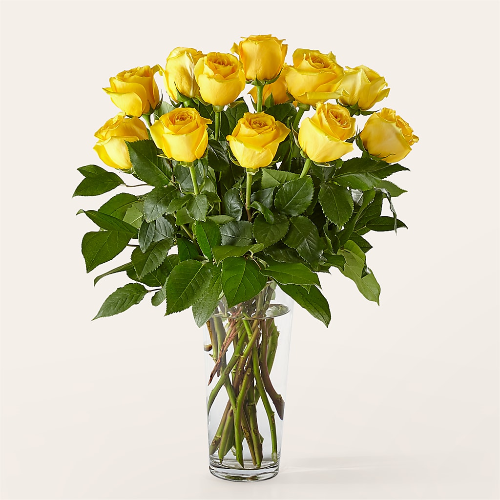 Long Stem Yellow Rose Bouquet – CHRISTINE'S CREATIONS FLOWER SHOP, West Haven CT