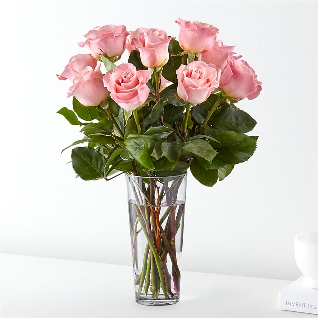 Long Stem Pink Rose Bouquet – CHRISTINE'S CREATIONS FLOWER SHOP, West Haven CT