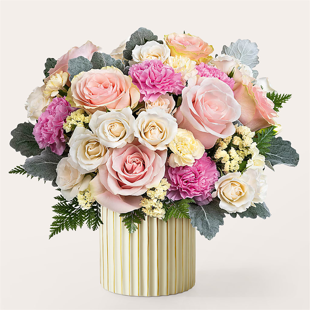 Blissful Moments Bouquet with Ivory Vase – CHRISTINE'S CREATIONS FLOWER SHOP, West Haven CT