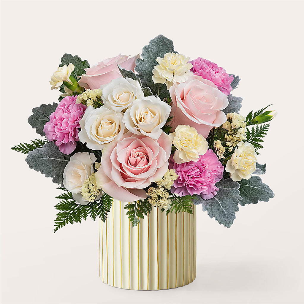 Blissful Moments Bouquet with Ivory Vase – CHRISTINE'S CREATIONS FLOWER SHOP, West Haven CT