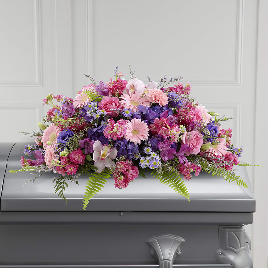 Glorious Garden Casket Spray – CHRISTINE'S CREATIONS FLOWER SHOP, West Haven CT