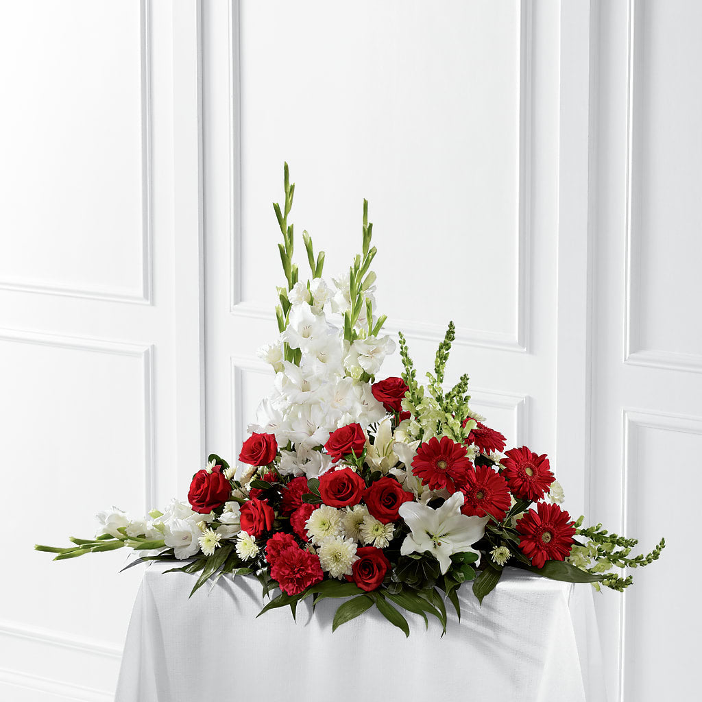 Crimson & White Arrangement – CHRISTINE'S CREATIONS FLOWER SHOP, West Haven CT
