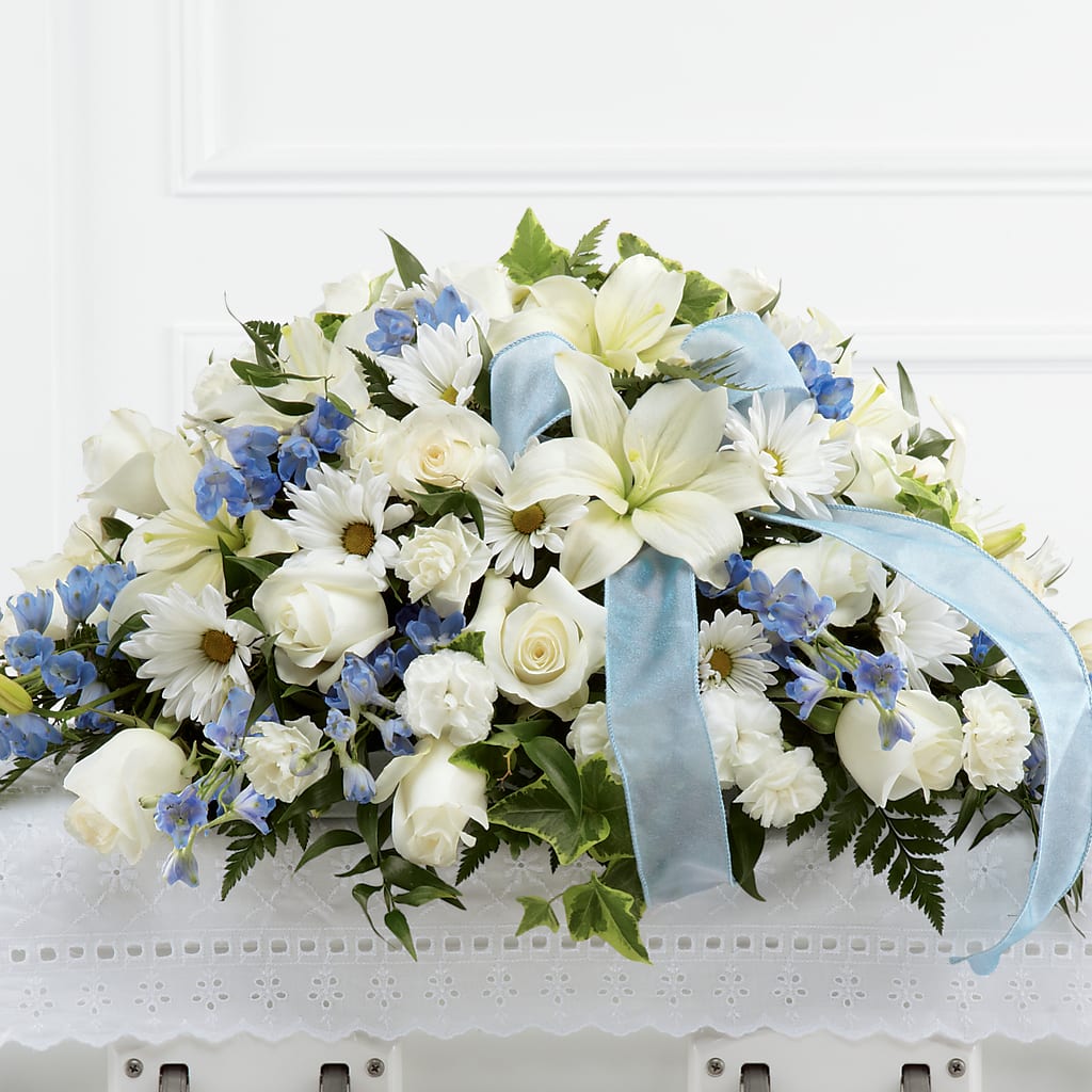Tender Treasure Casket Spray – CHRISTINE'S CREATIONS FLOWER SHOP, West Haven CT