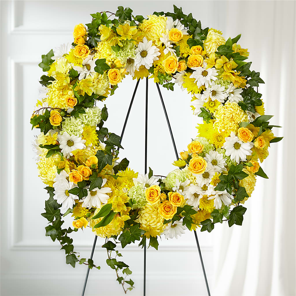 Golden Remembrance Wreath – CHRISTINE'S CREATIONS FLOWER SHOP, West Haven CT