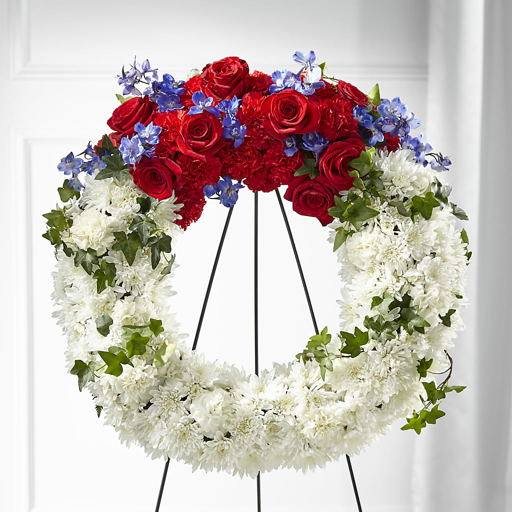 Patriotic Passion Wreath – CHRISTINE'S CREATIONS FLOWER SHOP, West Haven CT