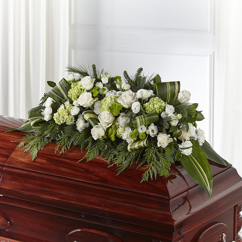 Hopeful Gesture Casket Spray – CHRISTINE'S CREATIONS FLOWER SHOP, West Haven CT