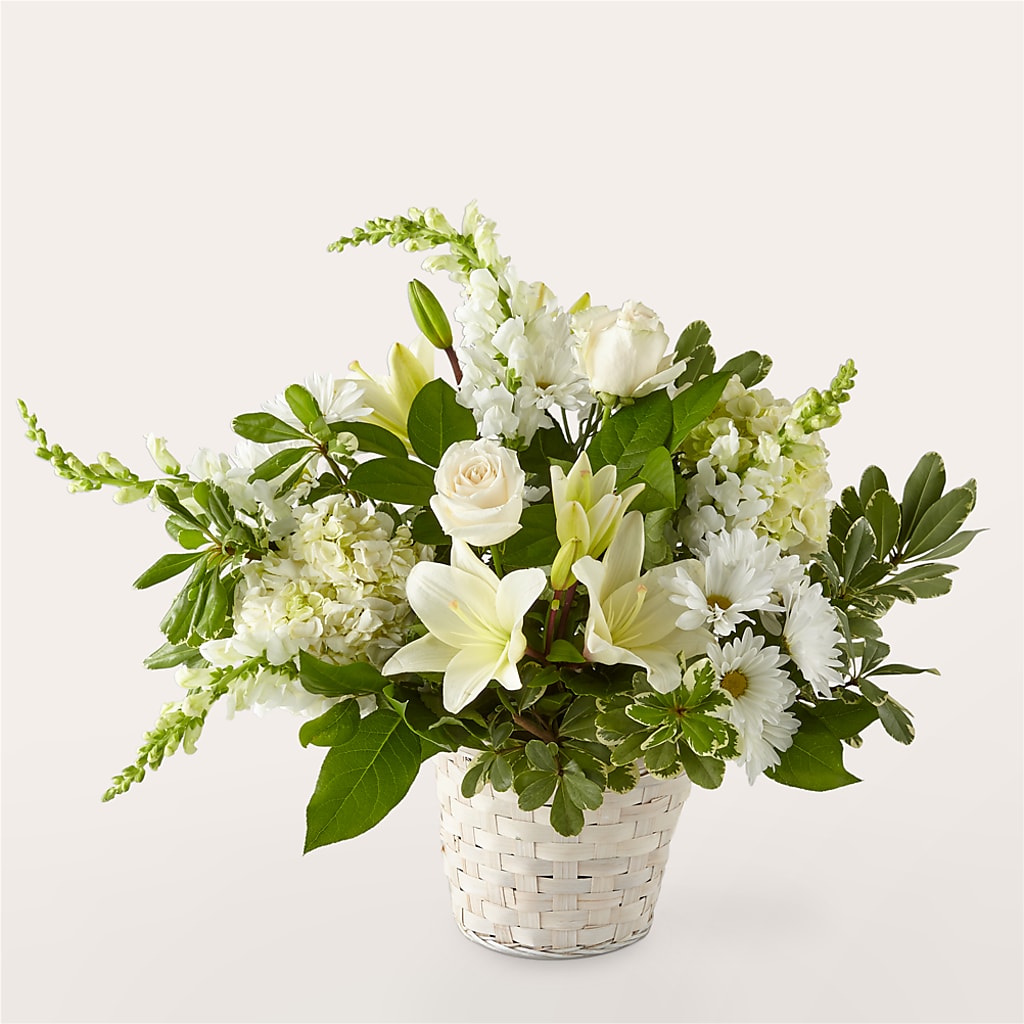 Ivory Elegance Floral Basket – CHRISTINE'S CREATIONS FLOWER SHOP, West Haven CT