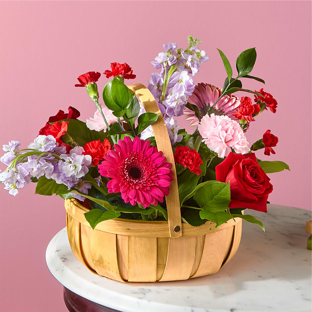 Pink Picnic Basket – CHRISTINE'S CREATIONS FLOWER SHOP, West Haven CT