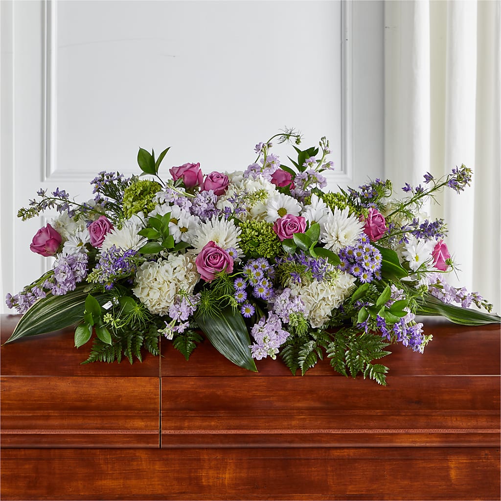 Meadows of Serenity Casket Spray – CHRISTINE'S CREATIONS FLOWER SHOP, West Haven CT