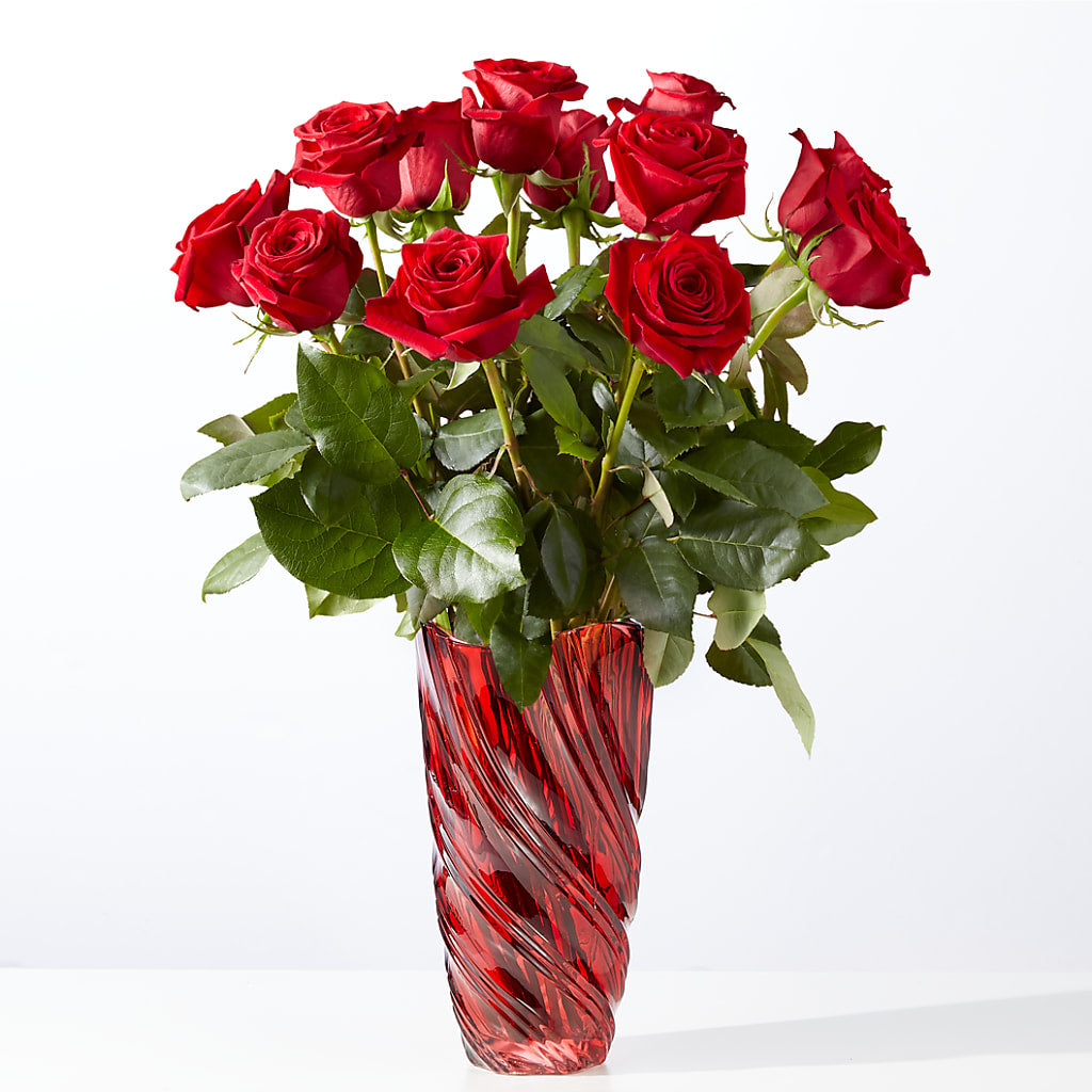 Classic Love Red Rose Bouquet with Luxe Swirl Vase – CHRISTINE'S CREATIONS FLOWER SHOP, West Haven CT