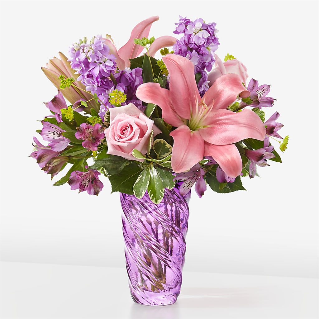 Precious Petals Bouquet with Luxe Swirl Vase – CHRISTINE'S CREATIONS FLOWER SHOP, West Haven CT