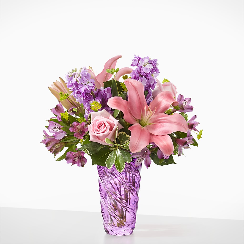 Precious Petals Bouquet with Luxe Swirl Vase – CHRISTINE'S CREATIONS FLOWER SHOP, West Haven CT
