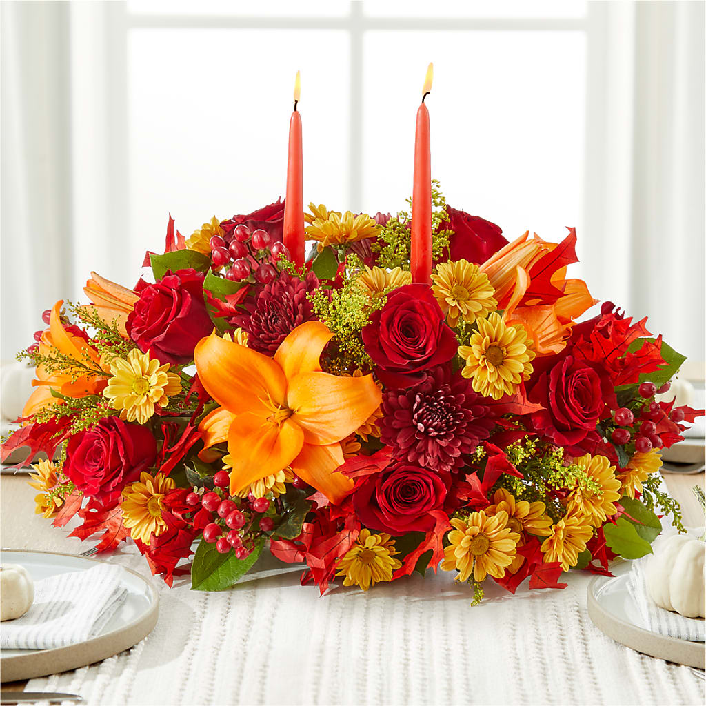 Autumn's Embrace Centerpiece – CHRISTINE'S CREATIONS FLOWER SHOP, West Haven CT