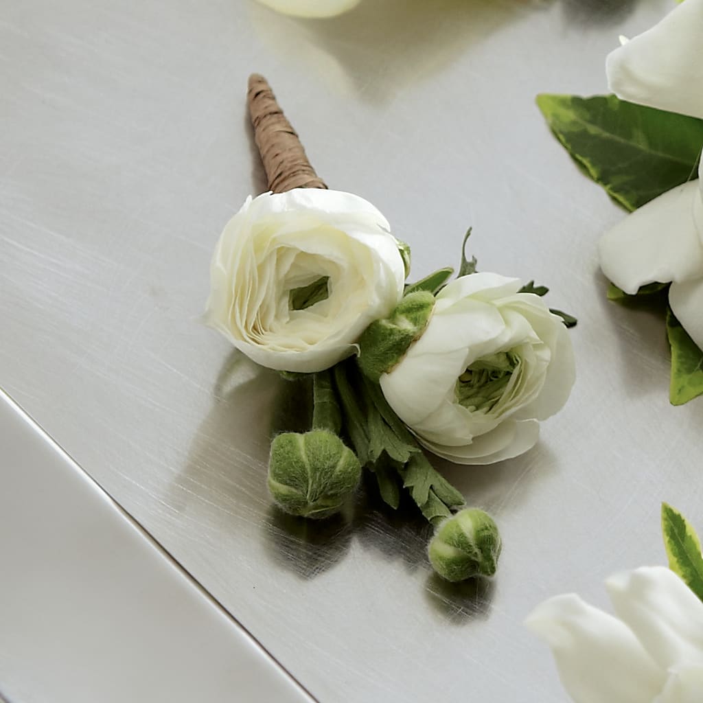White Ranunculus Boutonniere – CHRISTINE'S CREATIONS FLOWER SHOP, West Haven CT