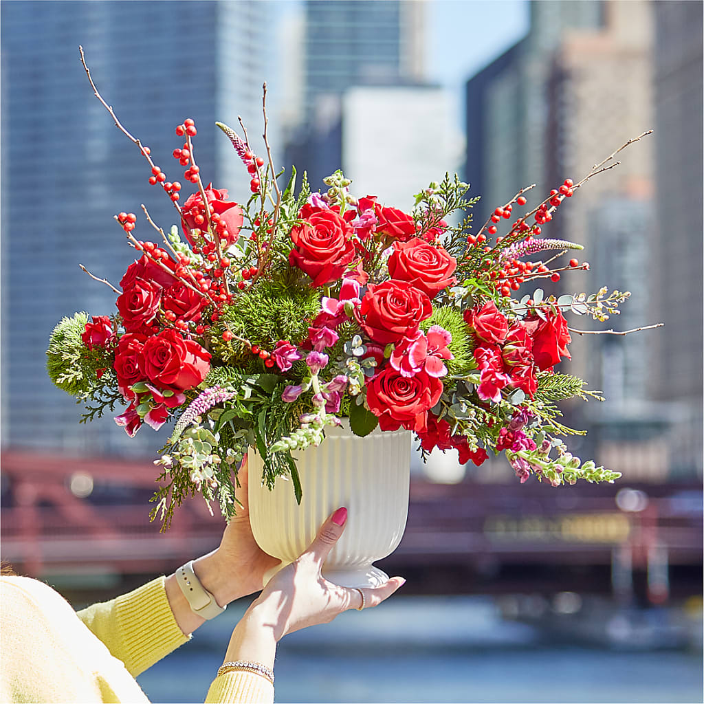 Big Red Bow Bouquet – CHRISTINE'S CREATIONS FLOWER SHOP, West Haven CT
