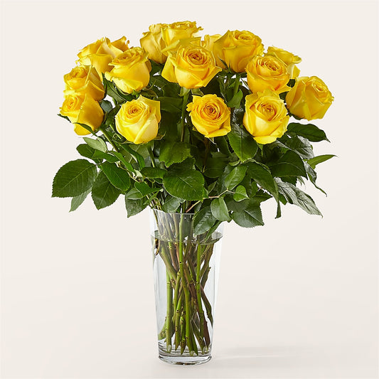 Long Stem Yellow Rose Bouquet – CHRISTINE'S CREATIONS FLOWER SHOP, West Haven CT