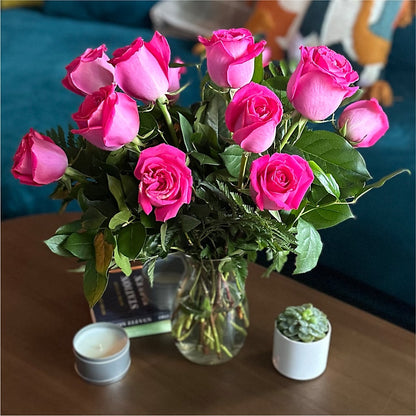 Long Stem Pink Rose Bouquet – CHRISTINE'S CREATIONS FLOWER SHOP, West Haven CT