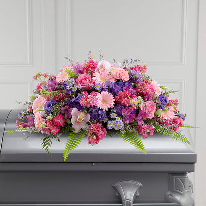 Glorious Garden Casket Spray – CHRISTINE'S CREATIONS FLOWER SHOP, West Haven CT