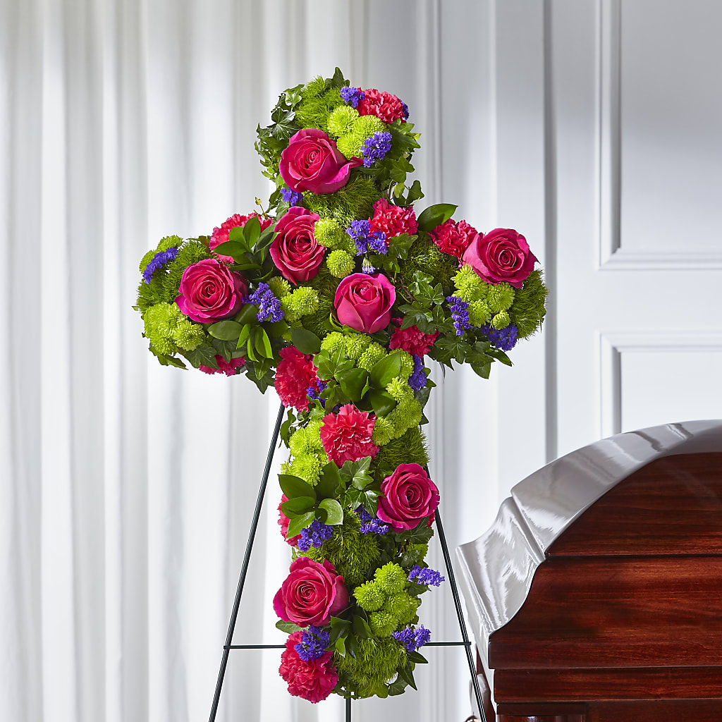 Tribute Rose Floral Cross – CHRISTINE'S CREATIONS FLOWER SHOP, West Haven CT