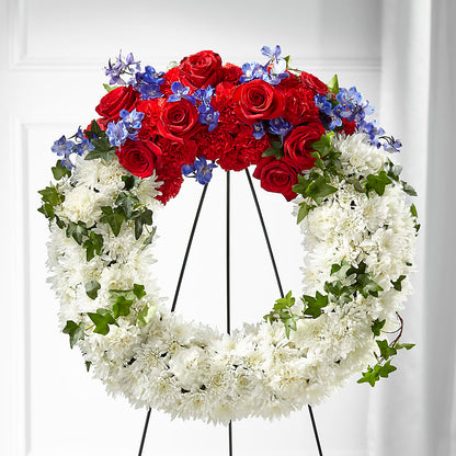 Patriotic Passion Wreath – CHRISTINE'S CREATIONS FLOWER SHOP, West Haven CT