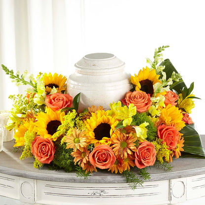 Faithful Sunflower Cremation Adornment – CHRISTINE'S CREATIONS FLOWER SHOP, West Haven CT