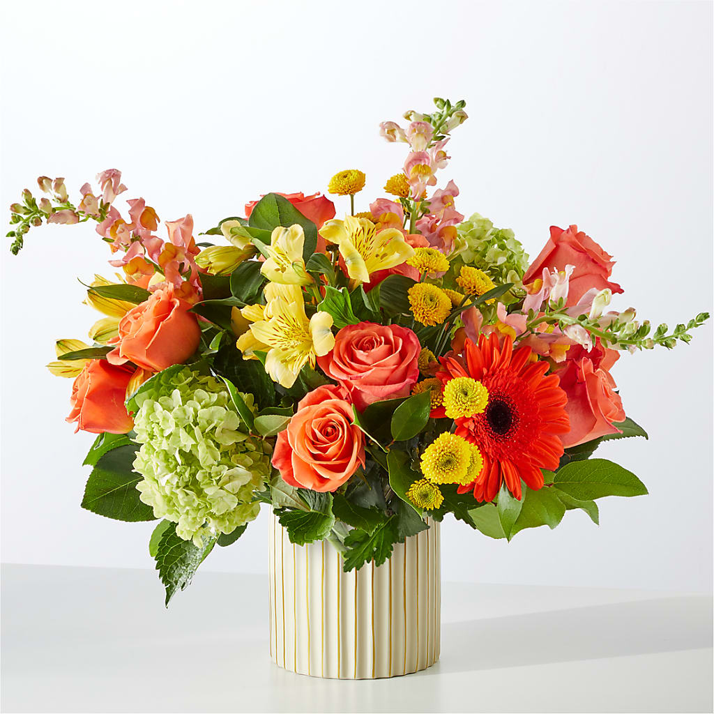 Autumn Sunshine Bouquet with Ivory Vase – CHRISTINE'S CREATIONS FLOWER SHOP, West Haven CT
