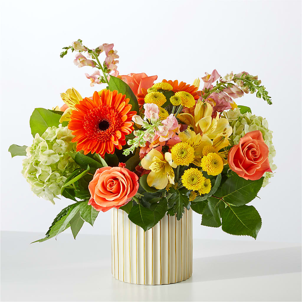 Autumn Sunshine Bouquet with Ivory Vase – CHRISTINE'S CREATIONS FLOWER SHOP, West Haven CT
