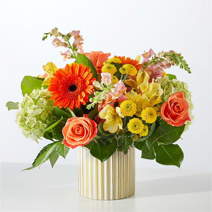 Autumn Sunshine Bouquet with Ivory Vase – CHRISTINE'S CREATIONS FLOWER SHOP, West Haven CT
