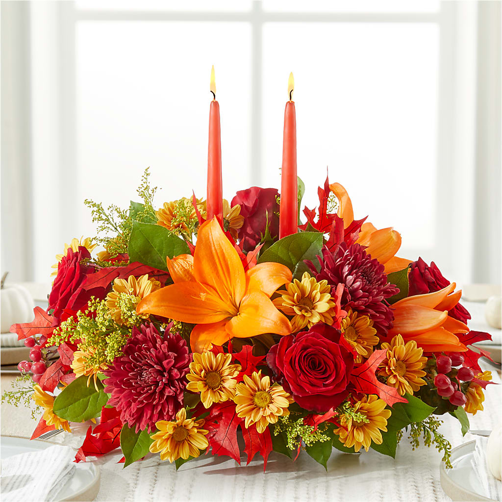 Autumn's Embrace Centerpiece – CHRISTINE'S CREATIONS FLOWER SHOP, West Haven CT