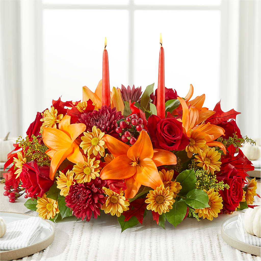 Autumn's Embrace Centerpiece – CHRISTINE'S CREATIONS FLOWER SHOP, West Haven CT