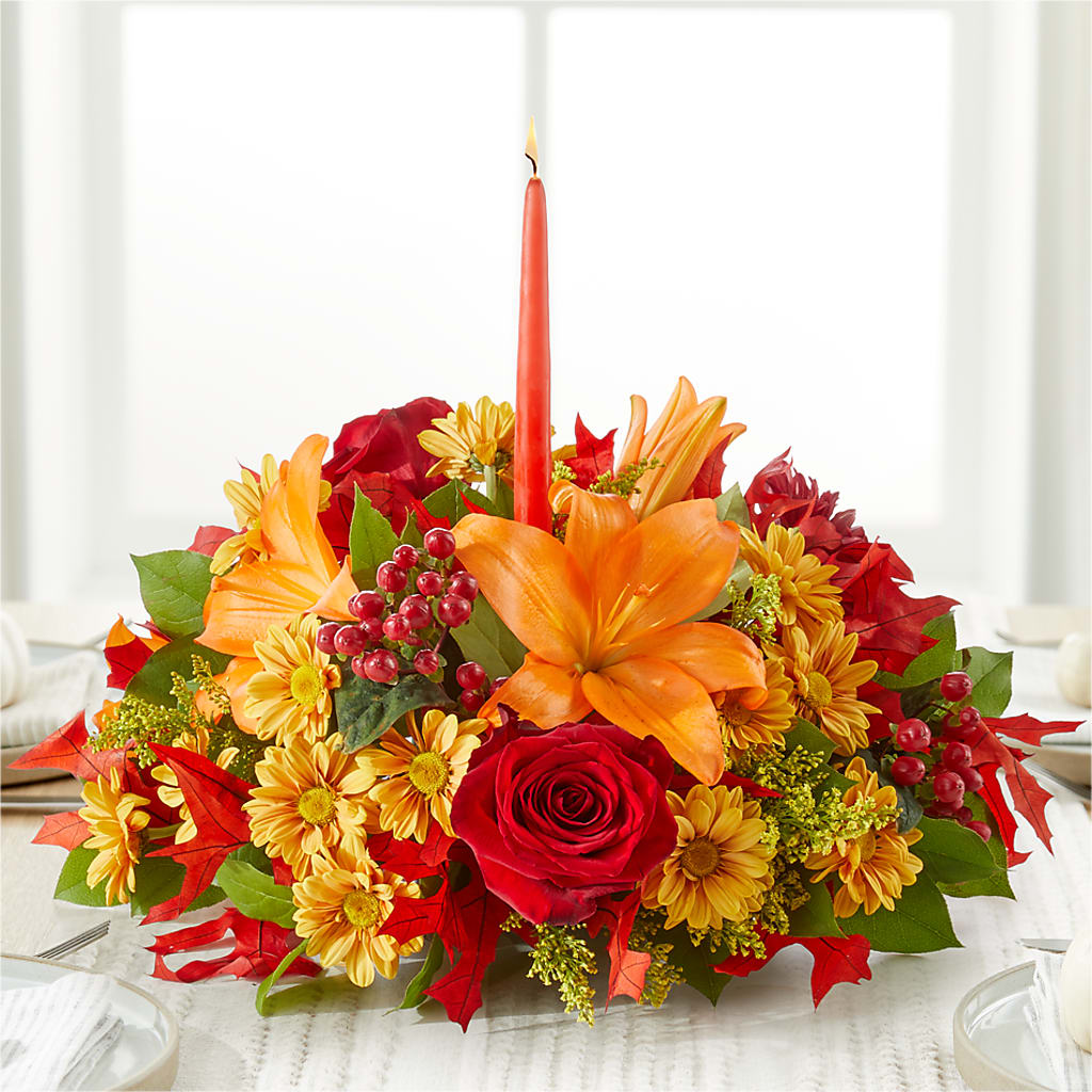 Autumn's Embrace Centerpiece – CHRISTINE'S CREATIONS FLOWER SHOP, West Haven CT