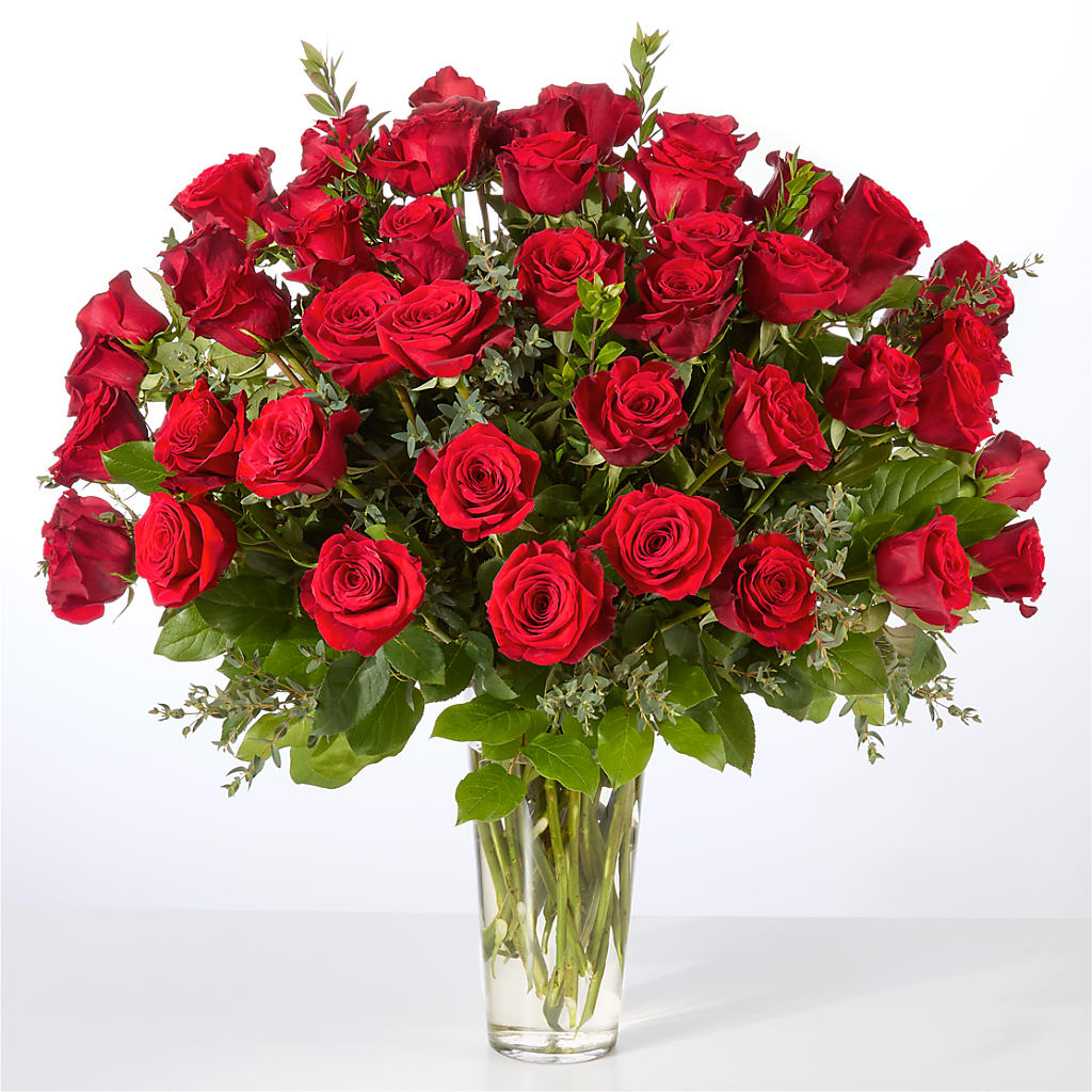 Forever Yours Fifty Stem Red Rose Bouquet – CHRISTINE'S CREATIONS FLOWER SHOP, West Haven CT