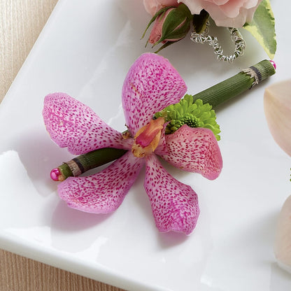 Pink Mokara Boutonniere – CHRISTINE'S CREATIONS FLOWER SHOP, West Haven CT