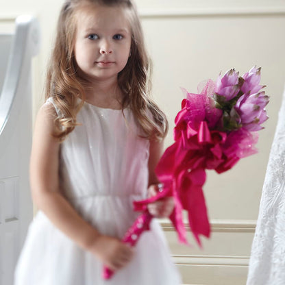 Sparkle Pink Flower Girl Bouquet – CHRISTINE'S CREATIONS FLOWER SHOP, West Haven CT