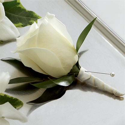 White Rose Boutonniere – CHRISTINE'S CREATIONS FLOWER SHOP, West Haven CT
