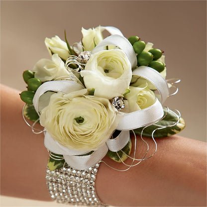 White Wedding Corsage – CHRISTINE'S CREATIONS FLOWER SHOP, West Haven CT